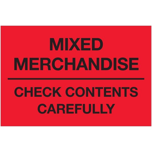 Box Partners 2 x 3 in. Mixed Merchandise Check Contents Carefully LabelsFluorescent Red DL1621